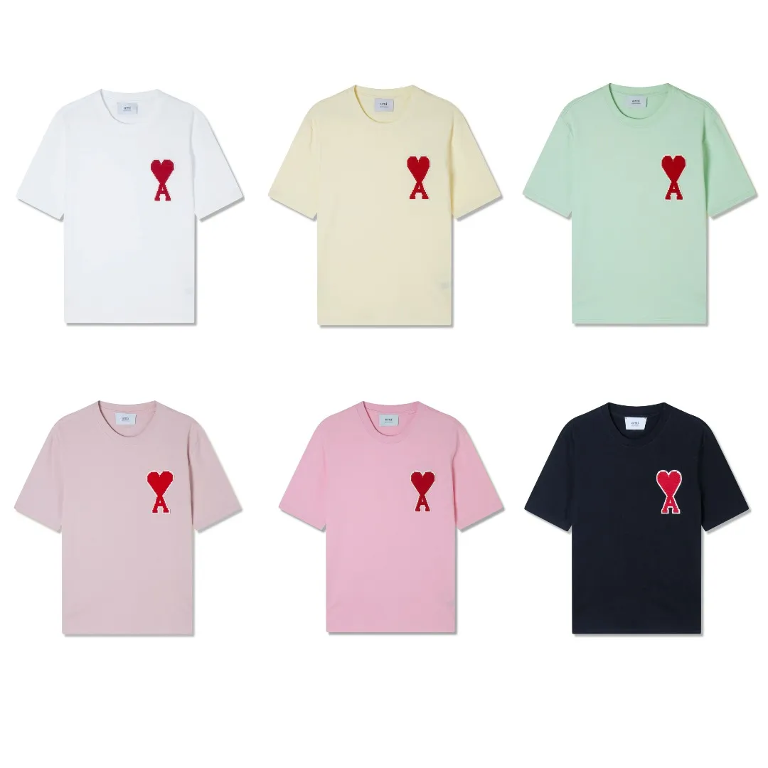 Style number: A 009# P53 Ami spring and summer full series short-sleeved, complete colors, 260g official version weight, 100% double yarn cotton, passed the national standard, can be quality inspected, matched with custom-dyed ribbing in the same vat (to distinguish players with color differences in the threads of clothes on the market), original customized seals, embroidery with high density and hardness (distinguished from disposable quality seals on the market), loose version, can be worn up to 200 pounds. There are too many details, please see the picture. Top Quality Don’t be afraid to compare with any Same Style products on the market. Color: Pink Light Green White Apricot Black Rose Red Sizes: S-XL